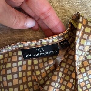 Natural Exchange Women's Satin Midi Skirt Retro & Geometric Sz 11